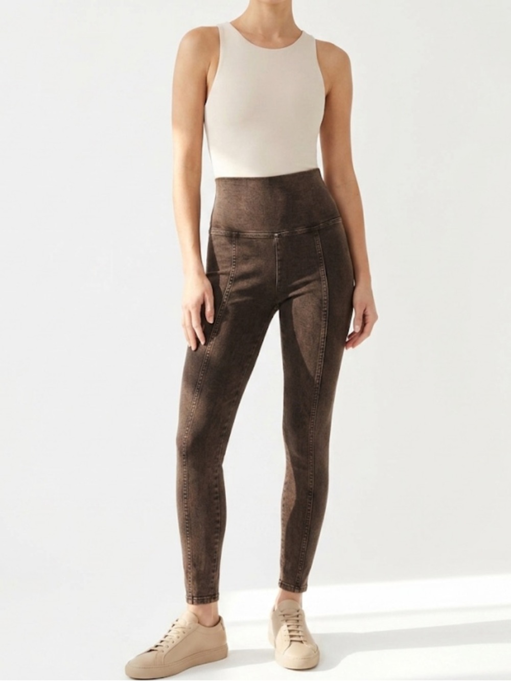 Aerie‎ OFFLINE 7/8 High‑Rise Leggings – XS Short | Brown Denim Wash Activewear